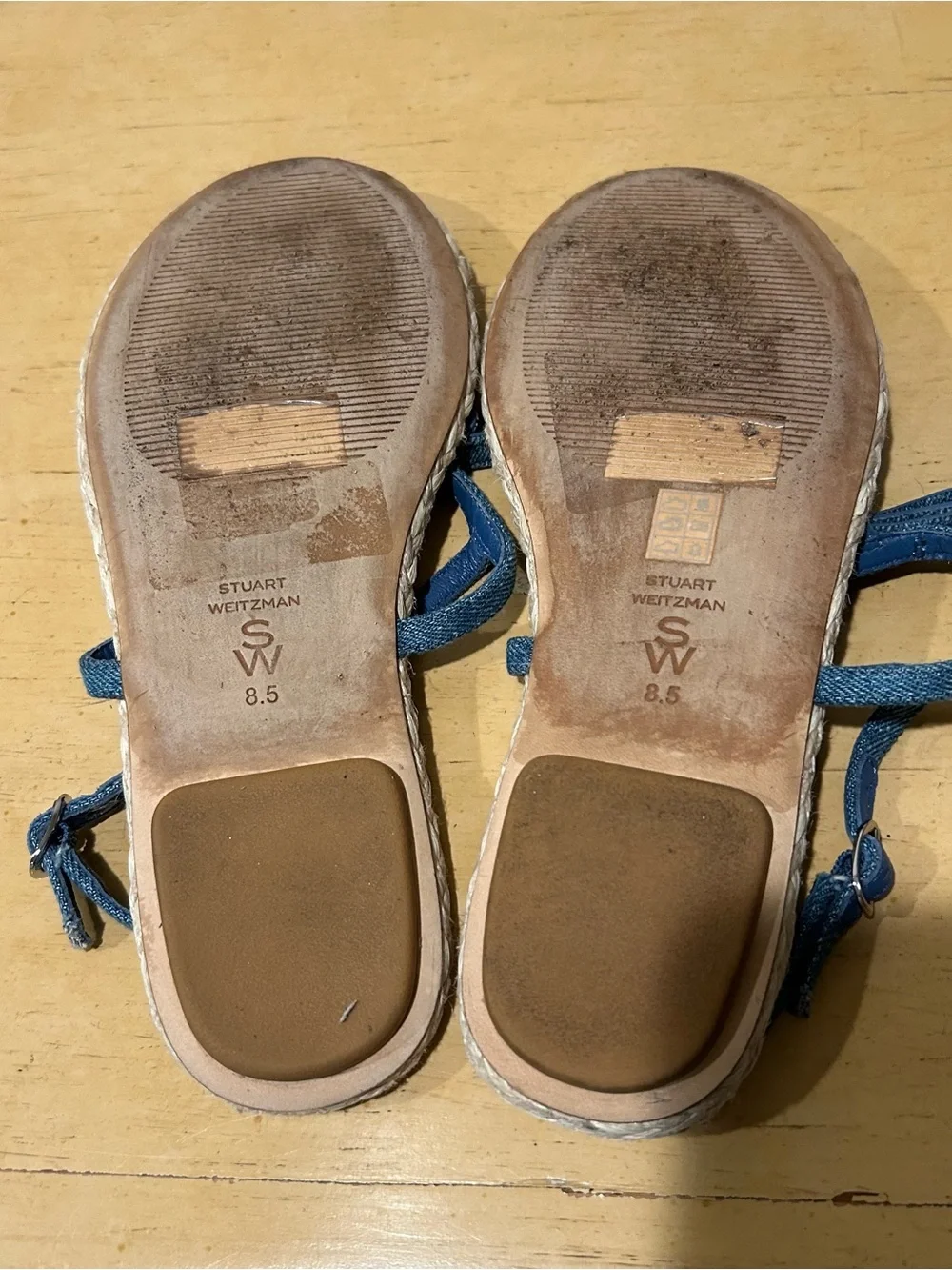 Stuart Weitzman felicity bow-detailed women’s denim espadrille sandals size 8.5